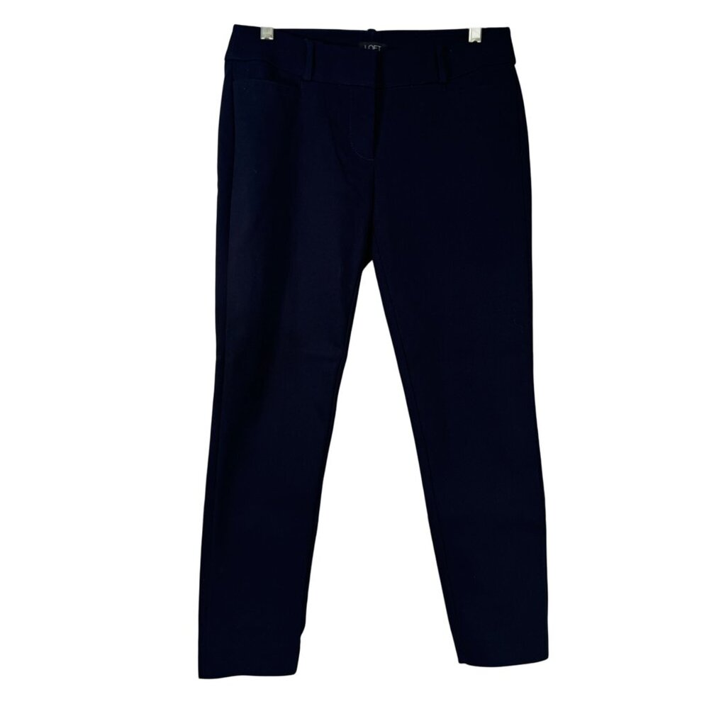 Loft Womens Curvy Skinny Ankle Pants Navy Size 0P Cotton/Polyester Blend